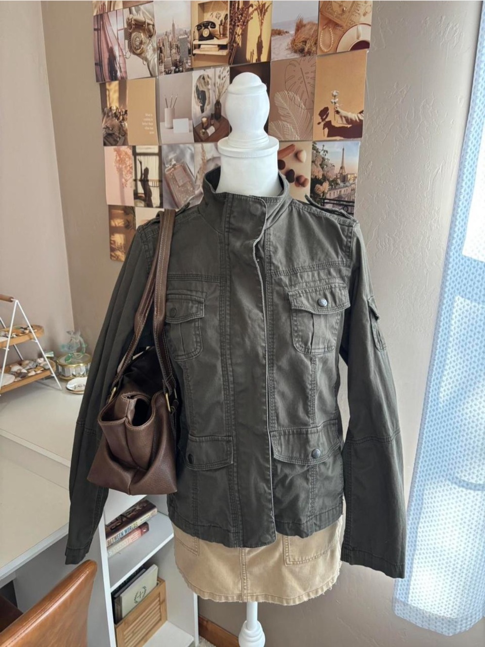Vintage Y2K 2000s Sonoma khaki green utility jacket